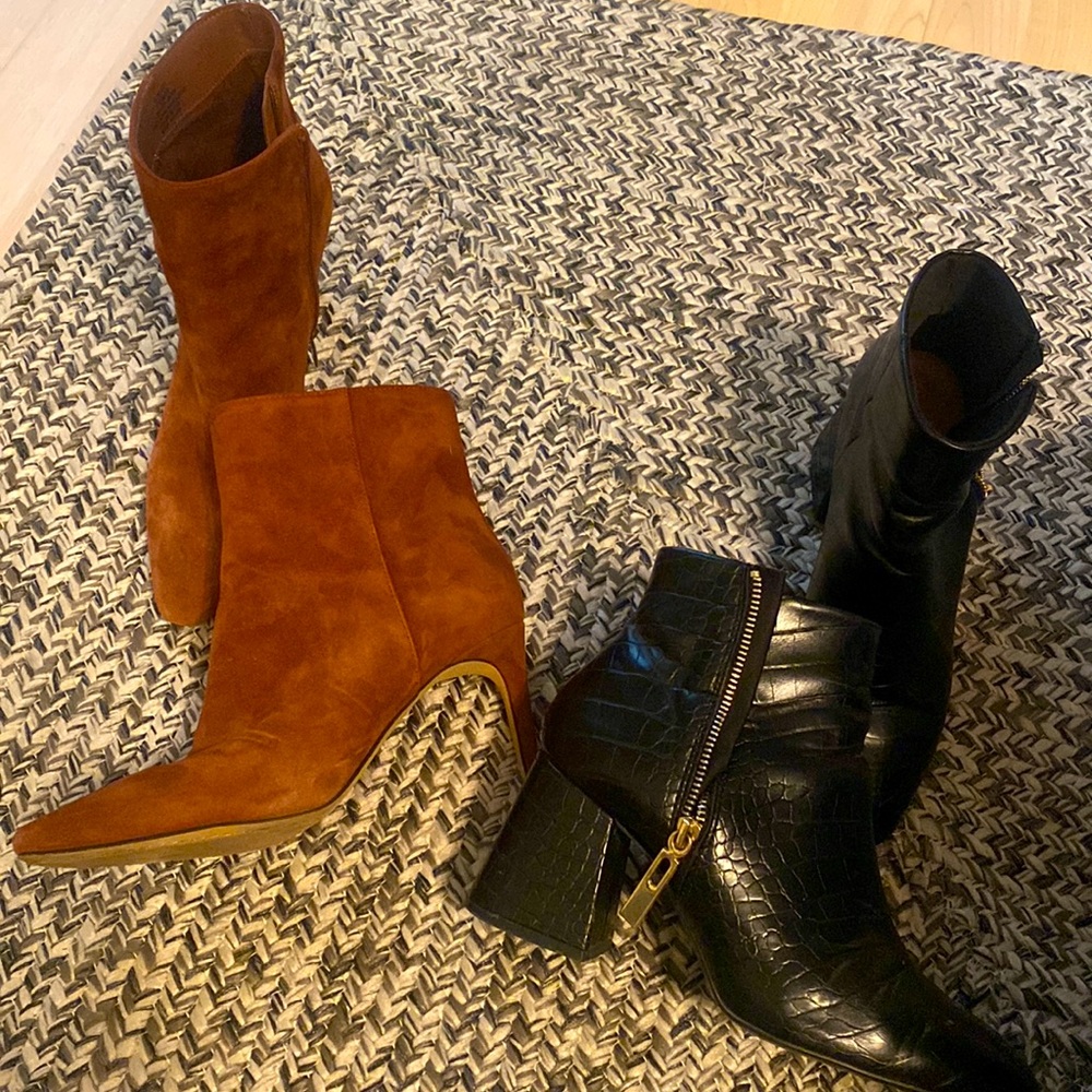 TWO heel booties black & brown // 7.5 (38)